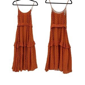 Corey Lynn Calter Orange Pink Floral Ruffle Tiered Jezabel Tank Maxi Dress Small